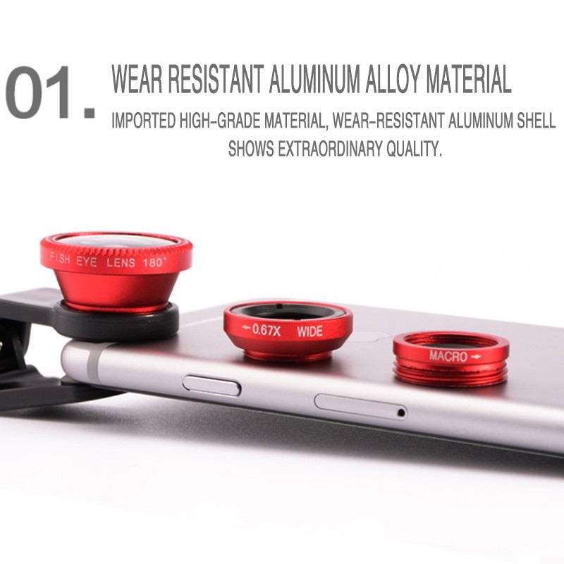 3 in 1 Fisheye Wide Angle Micro Camera Lens for iPhone 0.67X Wide Angle Zoom Fish Eye Len on Smartphone Lenses with Phone Clip. 