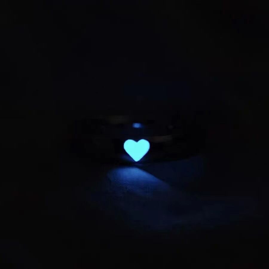 A Couple of Glowing Ring Love Open Ring Woman Man Glowing Heart Ring Blue Pink Glowing Ring Girl Jewelry Gift Wholesale. 