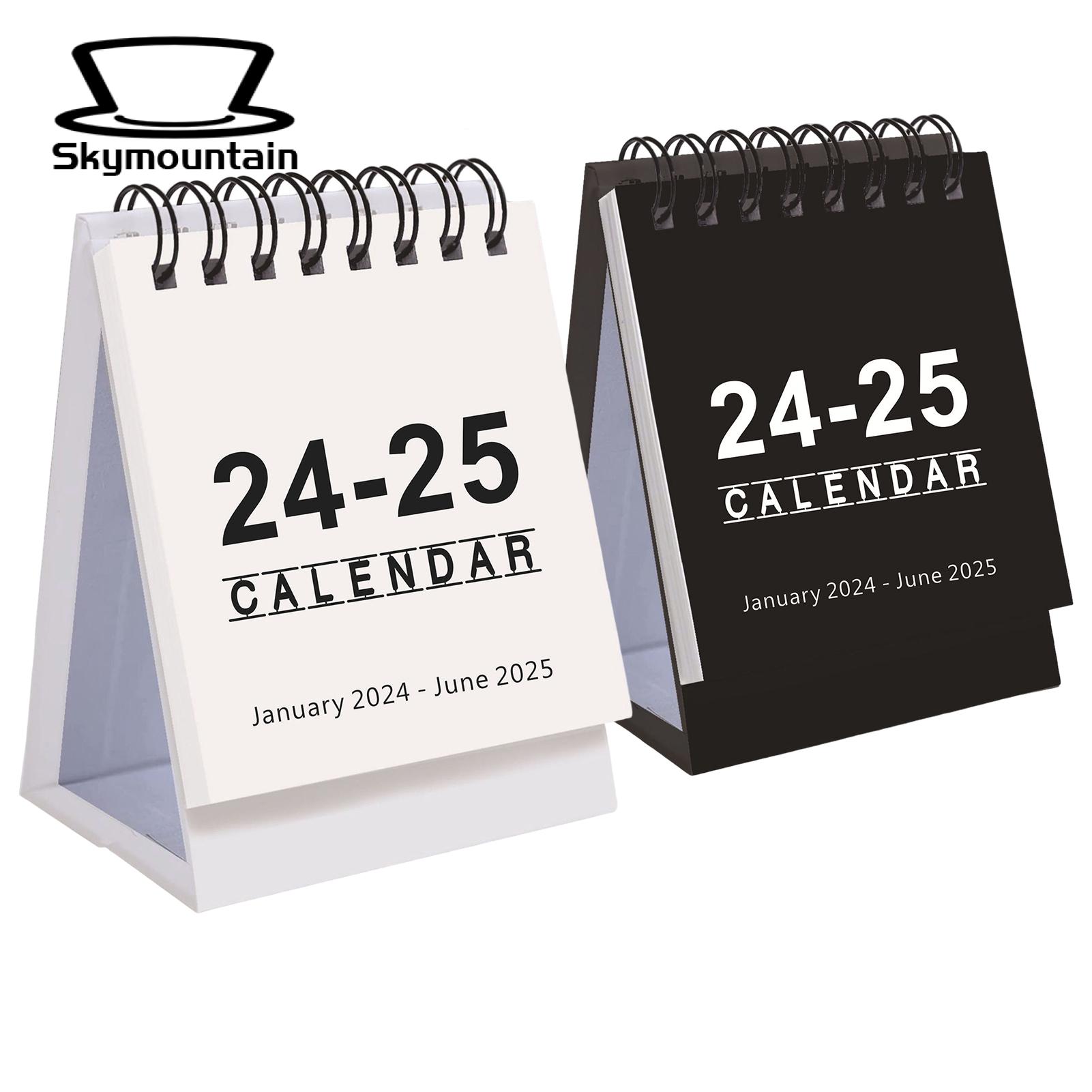 Smooth Page Turn Desk Calendar Small Desk Calendar 18 Month Jan 2024 to June 2025 Twin-wire Binding Home Office School Portable Desktop Calendar Mini Desk Calendar. 