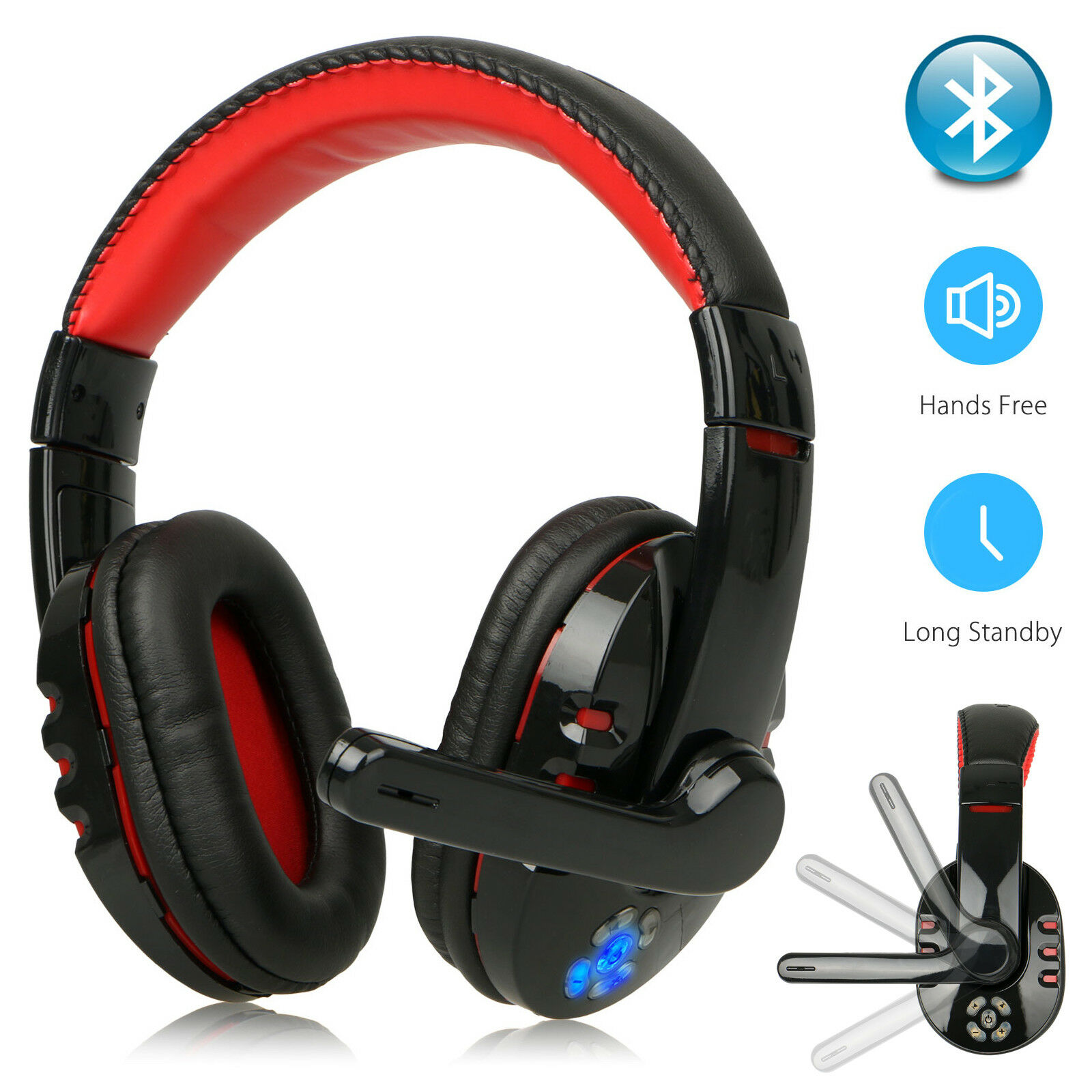 Bluetooth Wireless Gaming Headset for Xbox PC PS4 with Mic LED Volume Control. 
