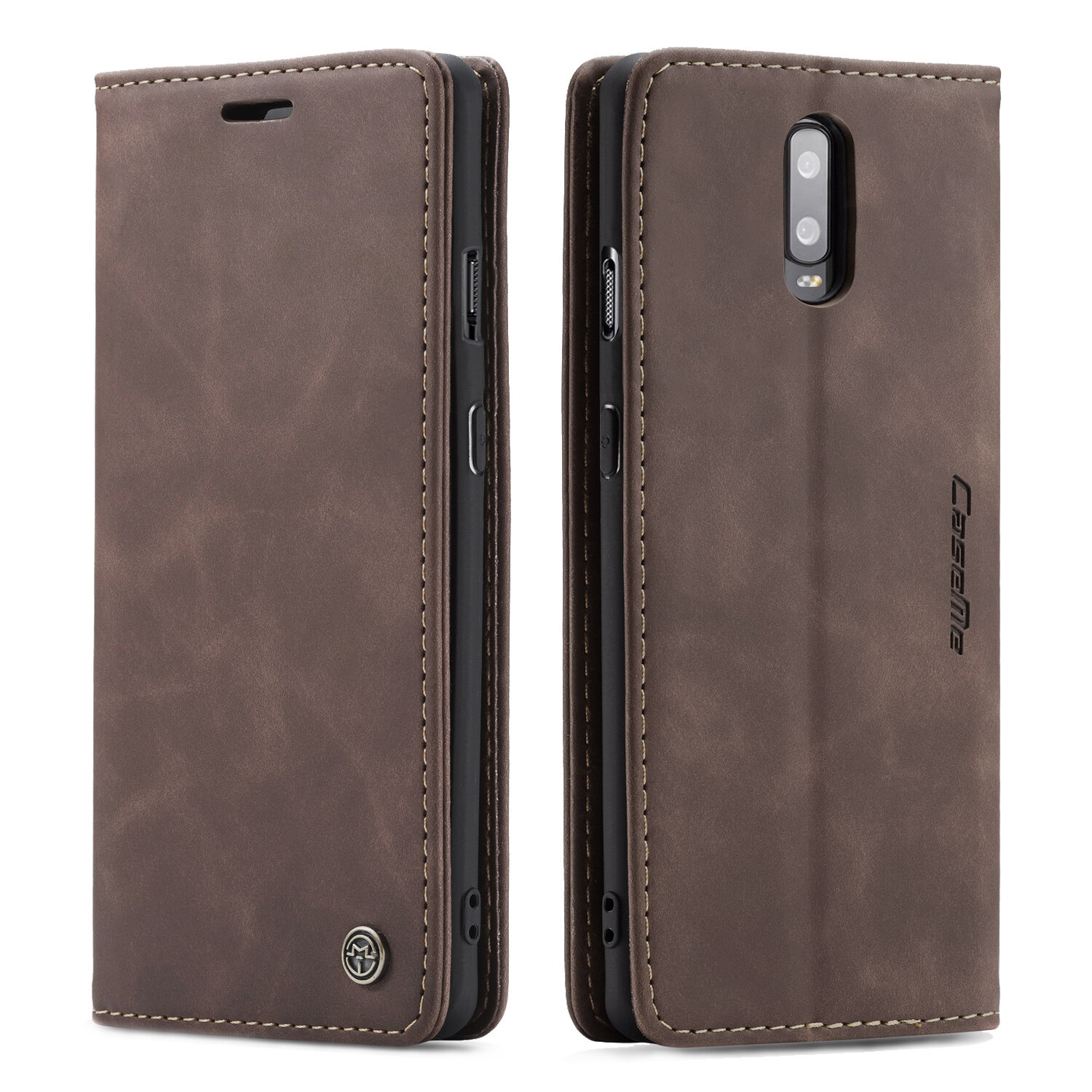 xprmy for OnePlus 7 Retro PU Leather TPU Inner Wallet Case Card Slots Magnetic Closure Flip Stand Casing Cover