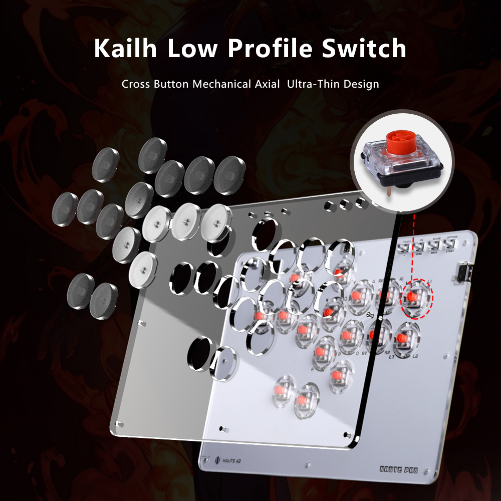 Haute42 Joystick Hitbox Keyboard Arcade Stick Controller For PS4/PS5/Switch Arcade Hitbox Leverless Controller Fight Sticks PC. 