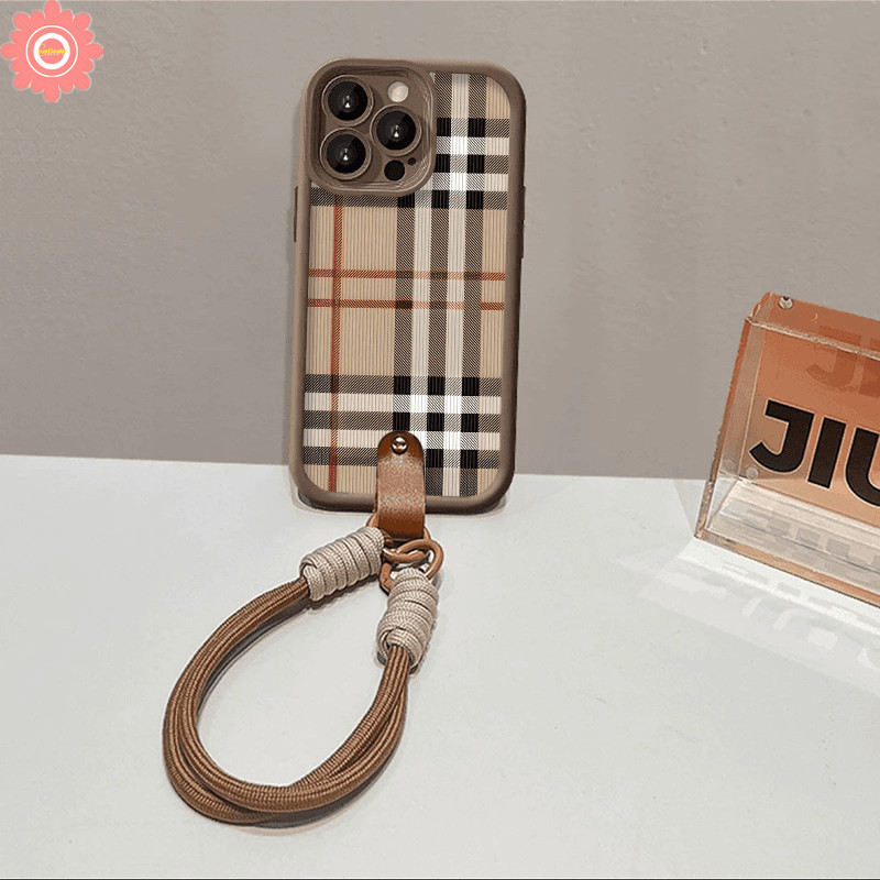 Retro Simple Luxury Grid Pattern Case for Redmi 13 10C 13C A1 12C 9C NFC 12 9 10A 9T 9A A2 Note 11 9 12 10 8 11s 10s Pro Max Poco M3 X5 Mi 12 11 Lite Lanyard Angel Eyes Soft Cover. 