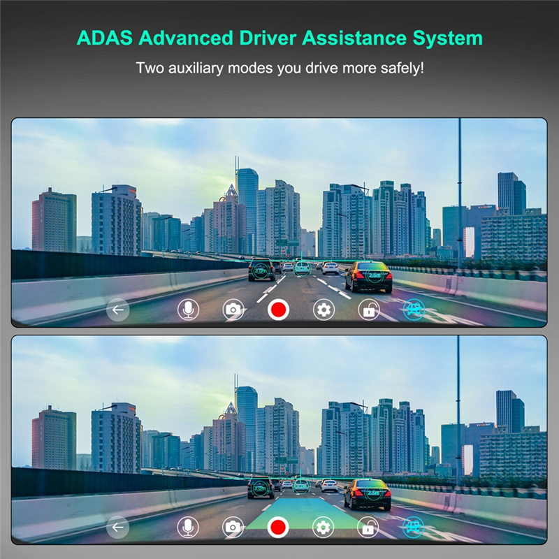 10.26Inch 4K DVR Car Monitor Carplay Android Dash Cam Dual Cameras, B. 