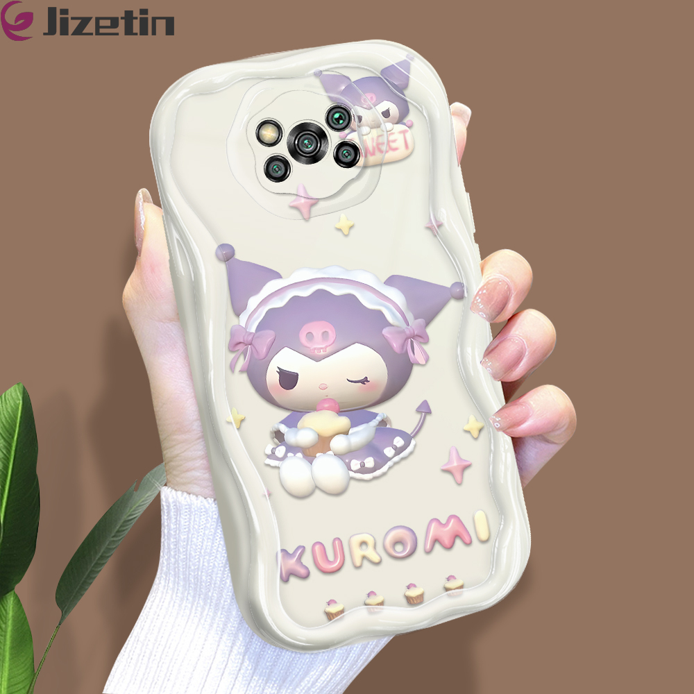 Jizetin for Xiaomi Poco X3 NFC Poco X3 Pro Back Cover Cute Purin Cream Wavy Edge Soft Silicone Phone Case