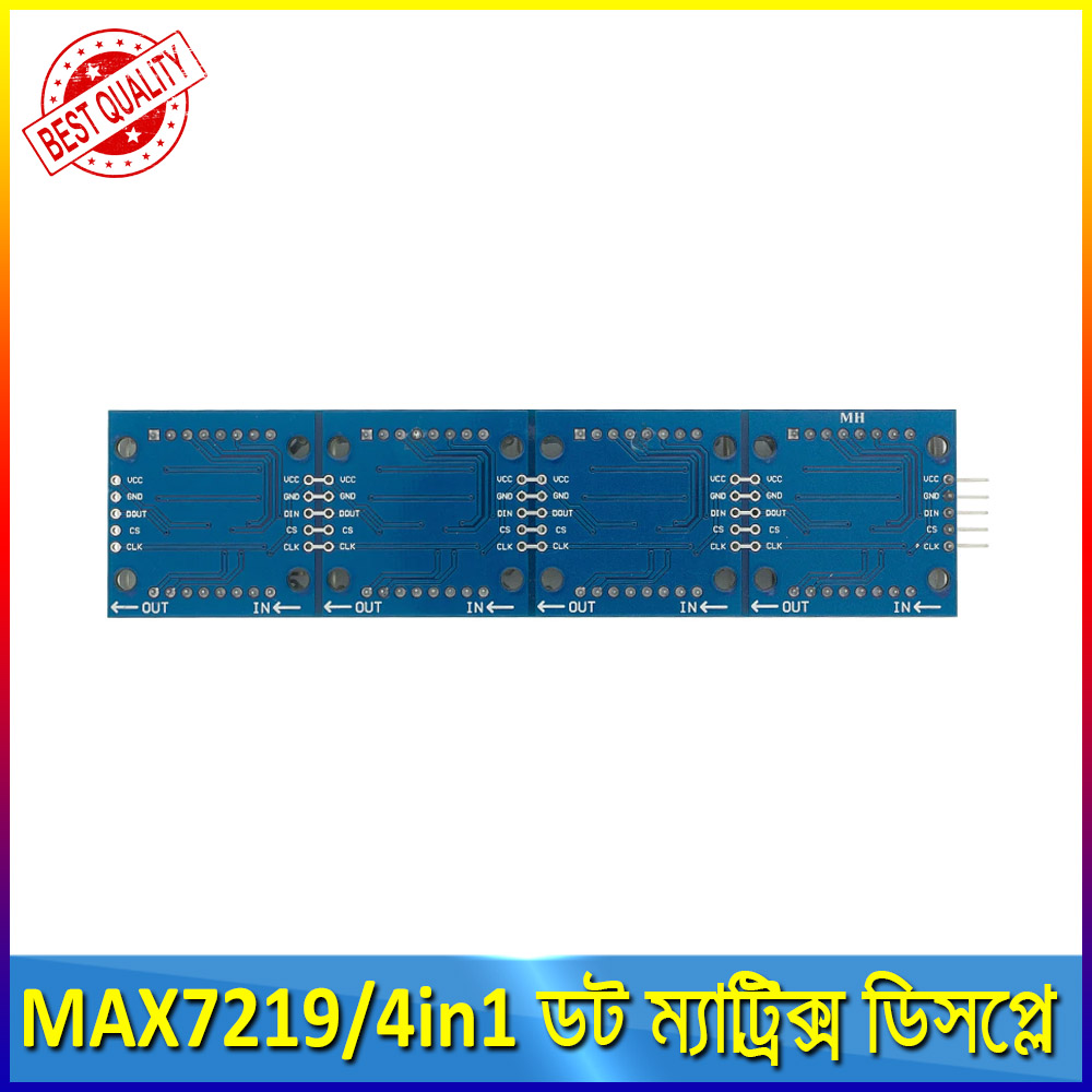 MAX7219 Dot Matrix Display Module 4 in 1 Display with 5P Line 4 in 1 Red LED. 
