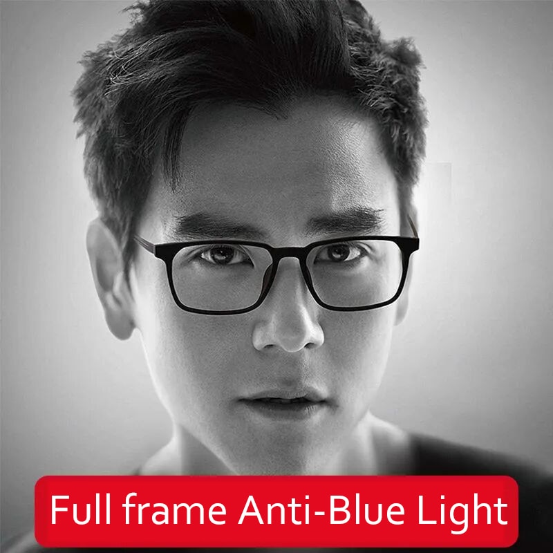 Ultra-Light Pure B Titanium Blue Light Blocking Reading Glasses Men Outdoor Hyperopia Business TR90 Frame Eyeglasses Diopter 1.5. 