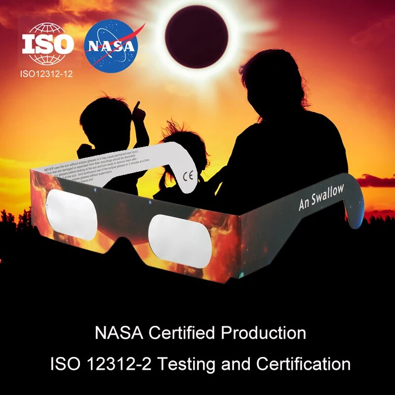 Paper Soluna Solar Eclipse Glasses CE and ISO Certified Safe Shades for Direct Sun Viewing Outlier Aeuinv. 