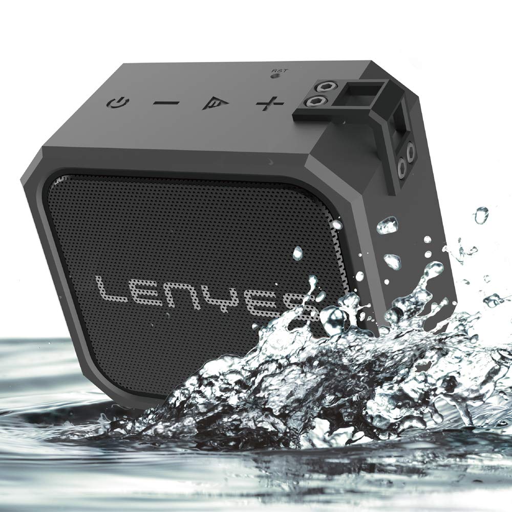 LENYES S105 Military Grade IPX7 Waterproof Bluetooth Speakers, TWS Full Range Loudspeaker Shockproof & Dust-Proof Multiple Protection, Build-in Lithium Battery (Black). 