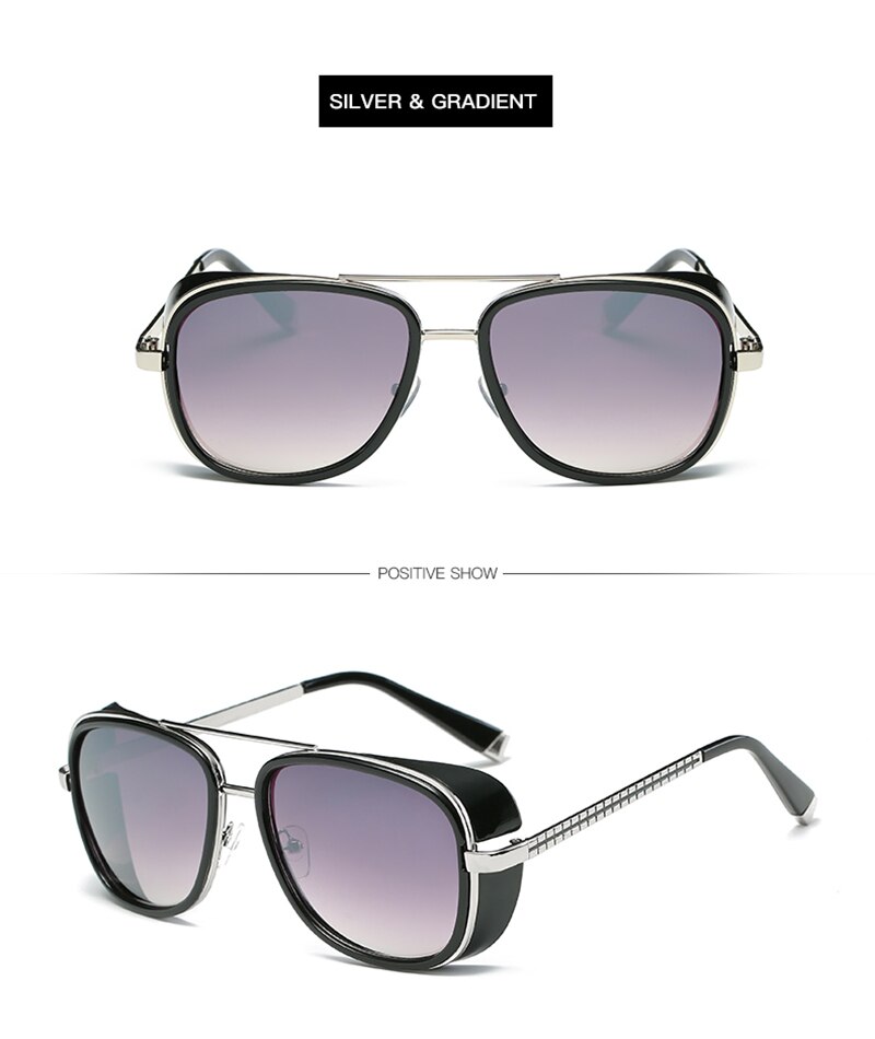 【VisioN Shop】silver blueIron Man Tony stark for men women lunette lentes gafas de sol mujer soleil feminino gothic steam punk oculos vintage. 