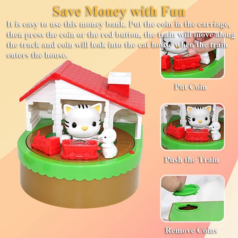 Piggy Bank for Kids, Electronic Cat House Coin Bank Cat & Mouse Money Bank Automatically Stealing Money Box Saving Box. 