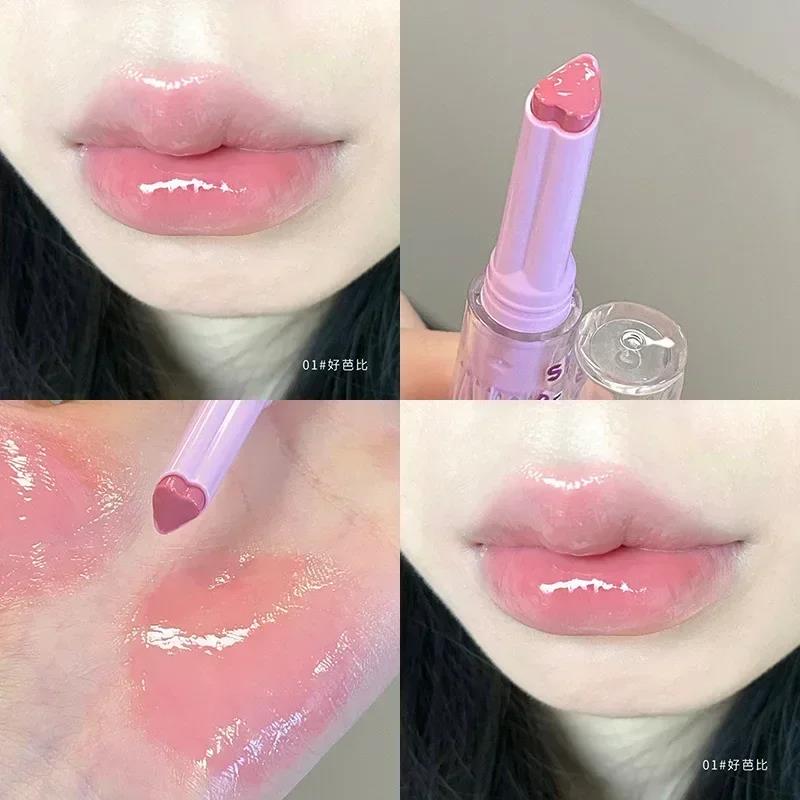 Iced Tea Mirror Lip Glaze Watery Lip Gloss Flowers Water Light Heart Shape Lipstick Lasting Transparent Jelly Liquid Lipstick