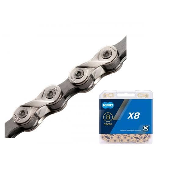 KMC X8 Bicycle Chain For 8 Speed Silver High Quality Chain For Bicycle - Bike. 