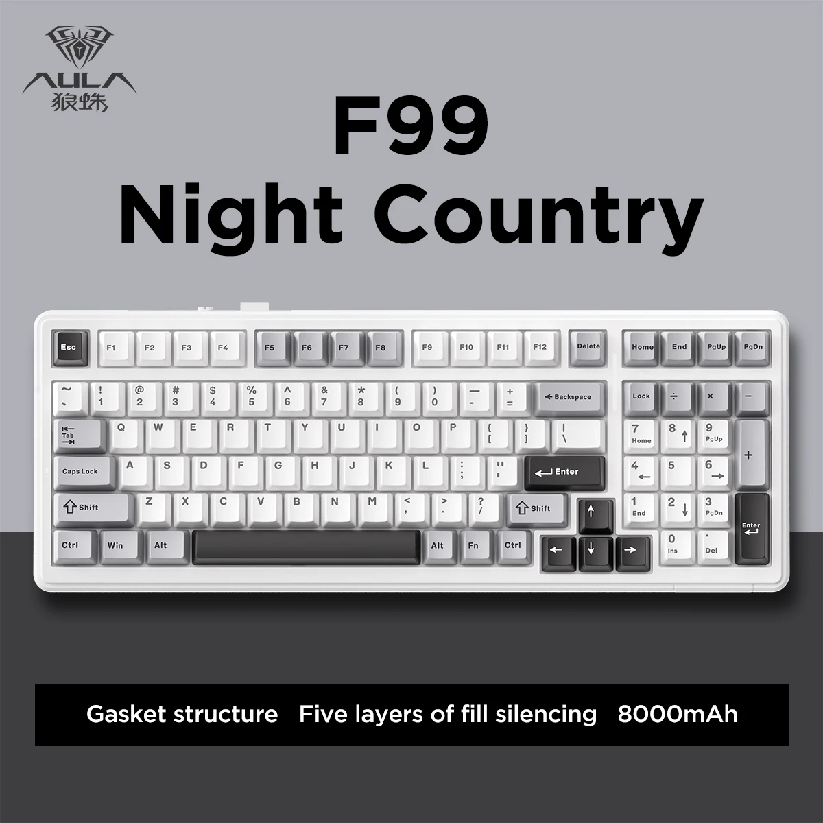 AULA F99 Machanical Keyboard Bluetooth 5.0/2.4G Wireless/Wired Gasket-mounted Gaming Keyboard 99 Keys Customizable Keyboards. 