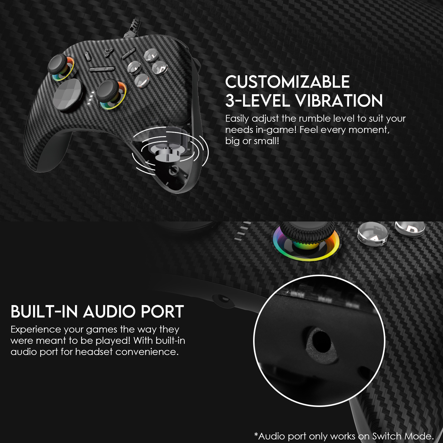 FANTECH GP15 VEGA-EOS Multi-Platform-Gamepad Wired Gaming Controller-Joystick-Hall-Effect Trigger RGB Sticks Supports PC Steam. 