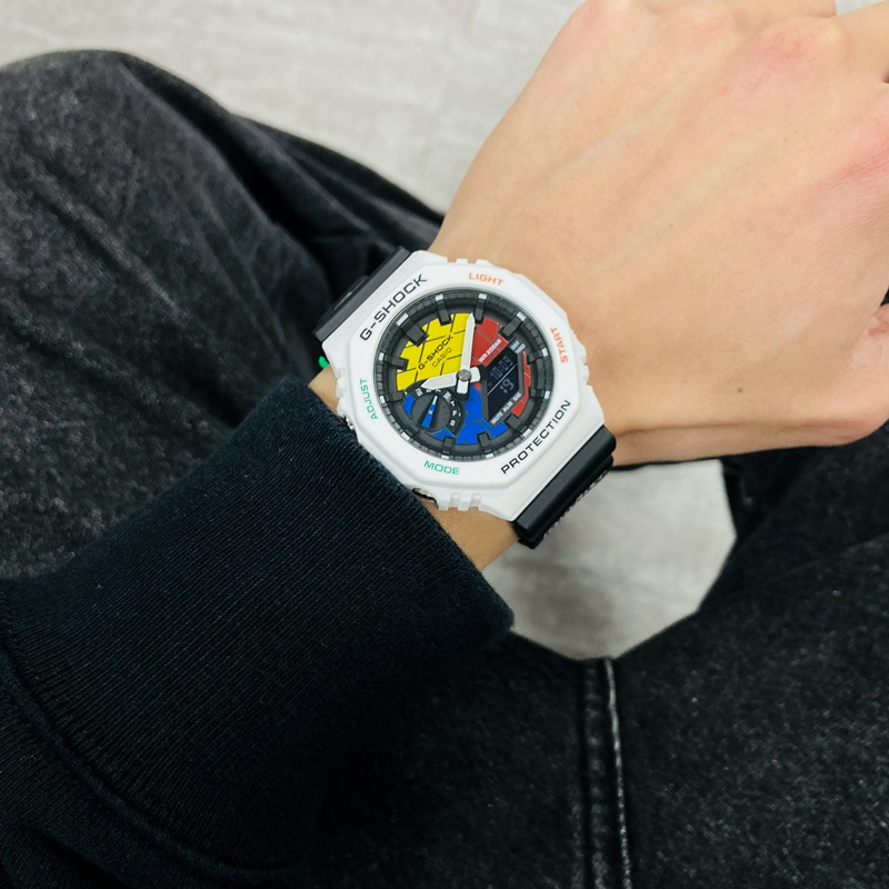 New (Ready tock) G-hock GA2100 Men Watch port Watch Dual Time Diplay Water Reitant hockproof and Waterproof World Time LED Men' Boy port Writ Watche with 2 Year Warranty GAE-2100RC-1A. 