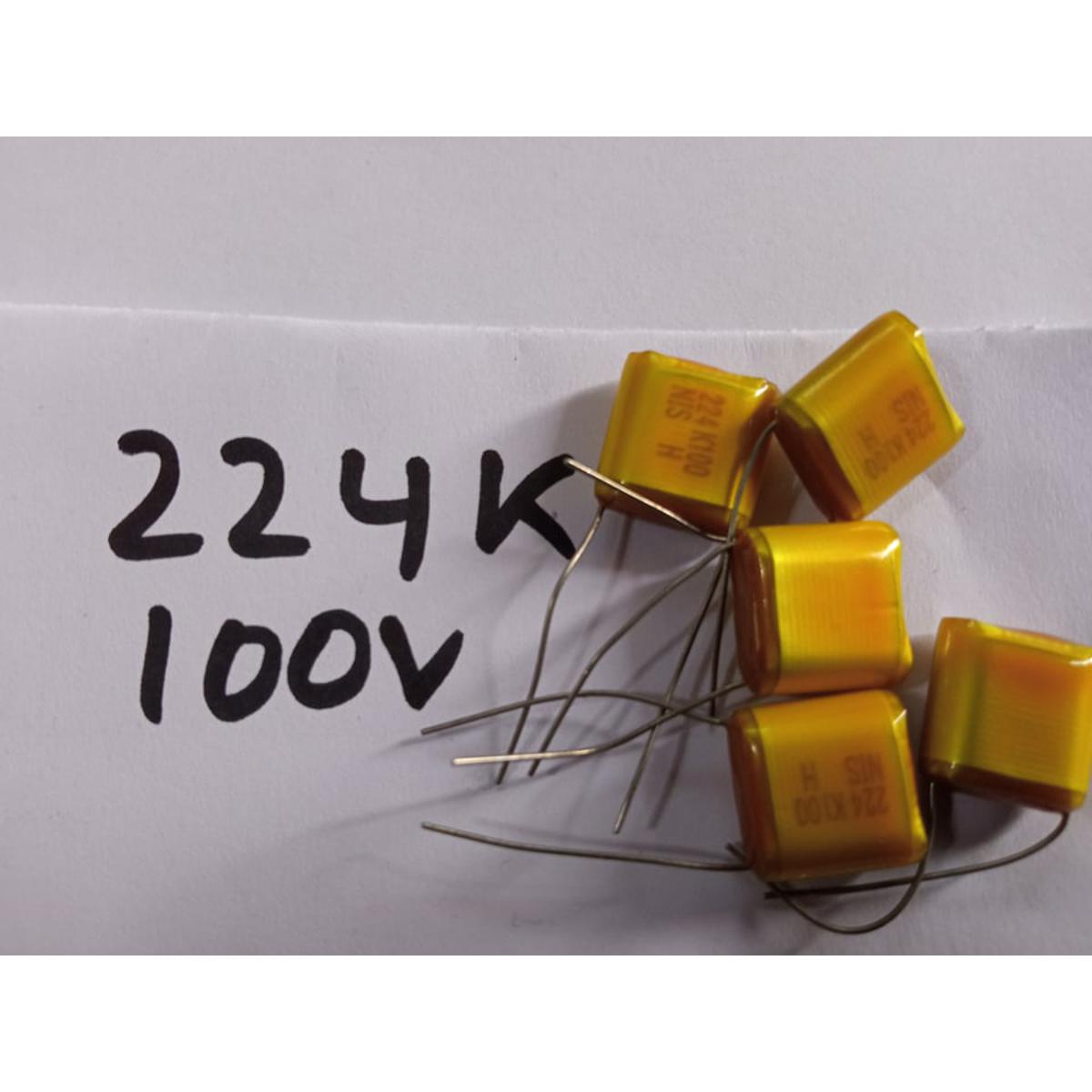 10Pcs- 224j 100V Metallized Polypropylene Film 2A224J Capacitor 220nF 100V Mylar Polyester Film Electrical Circuitry & Parts
