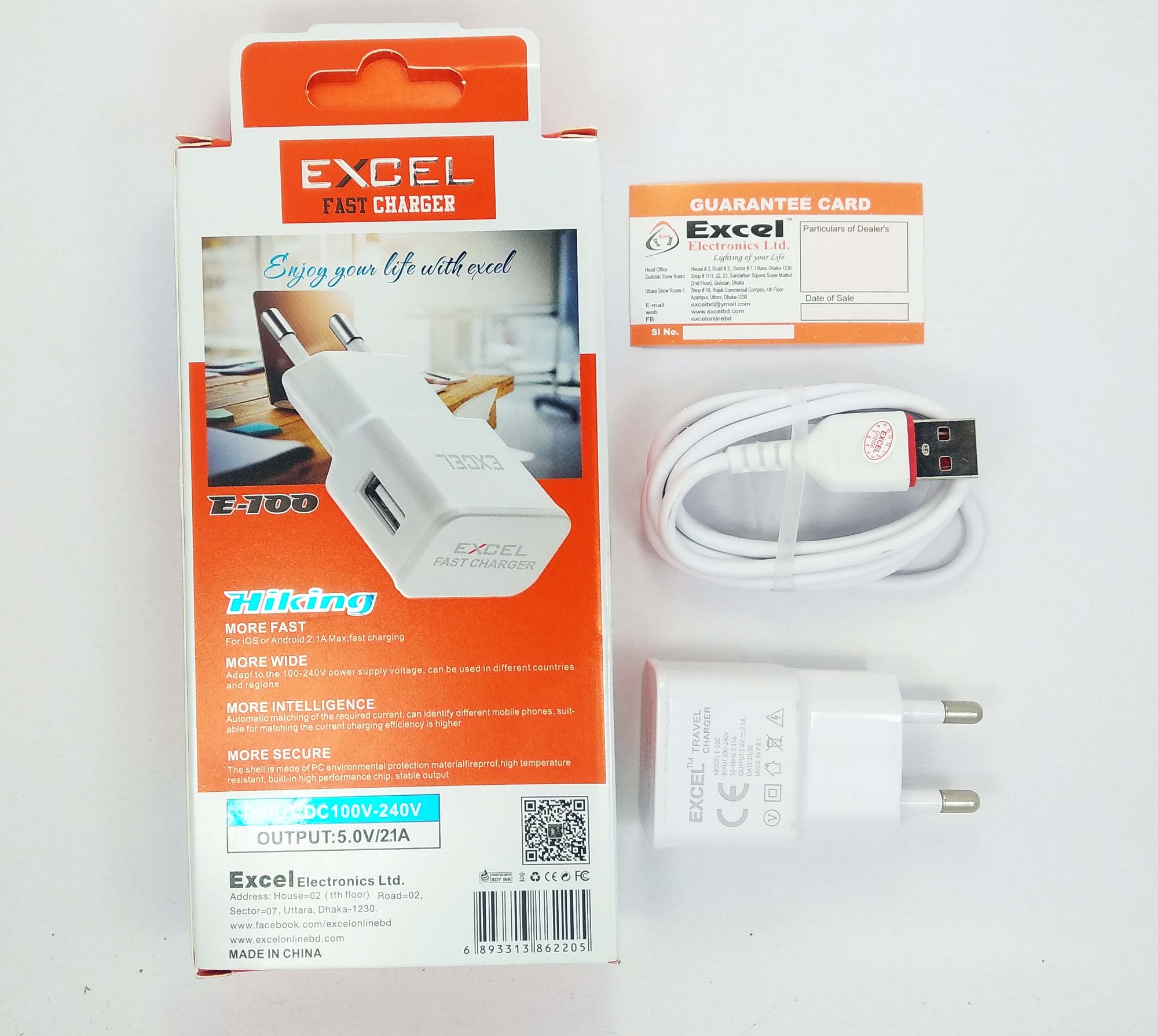 Excel Fast Charger 2.1A Smart Phone Charger 14W-Micro. 