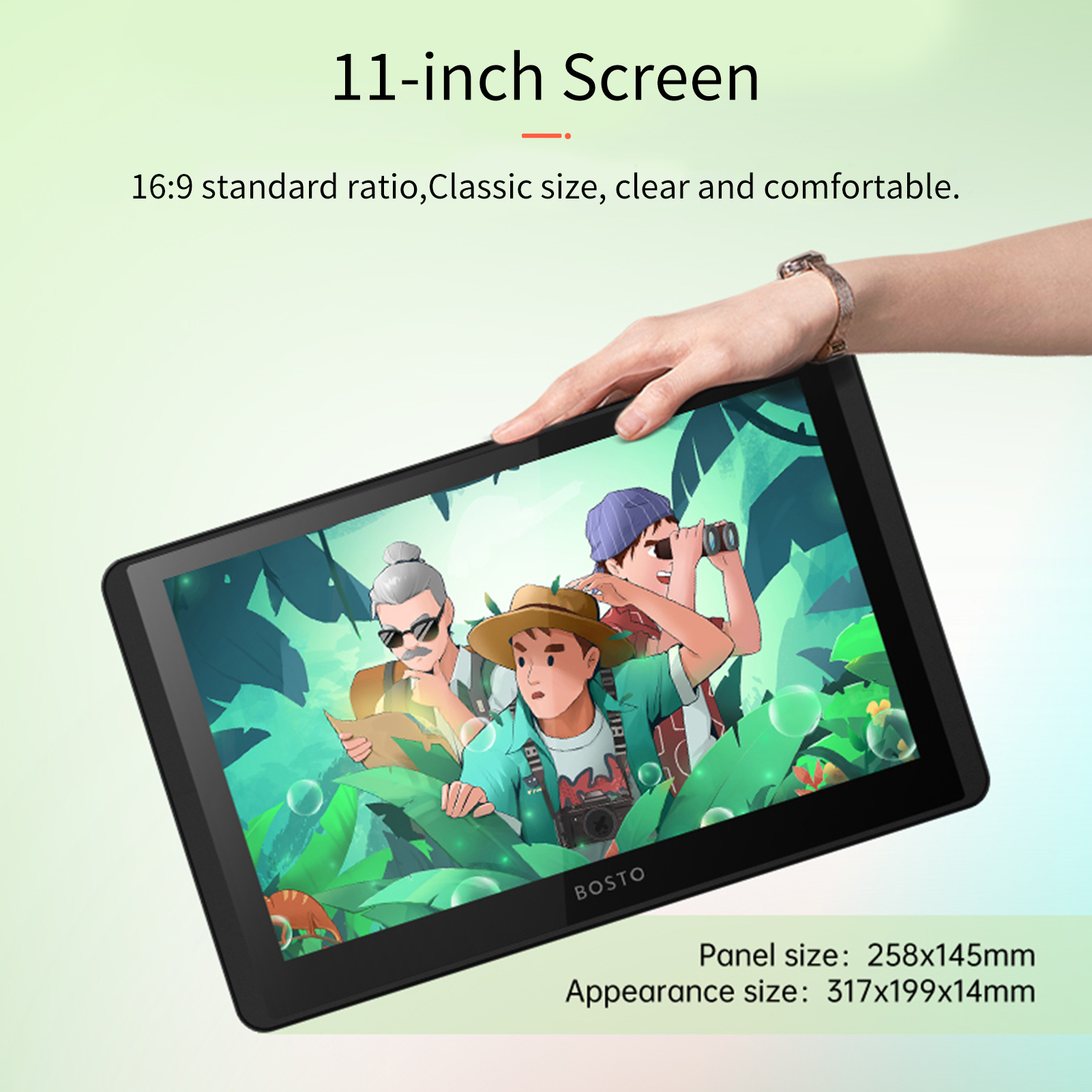BOSTO 12HD-A H-IPS LCD Graphics Drawing Tablet Monitor 11.6 Inch Size 1366x768 Display 8192 Pressure Level Passive Technology with Tilt Function Support Windows MacOS USB-Powered Low Consumption Drawing Tablet with Interactive Stylus Pen. 