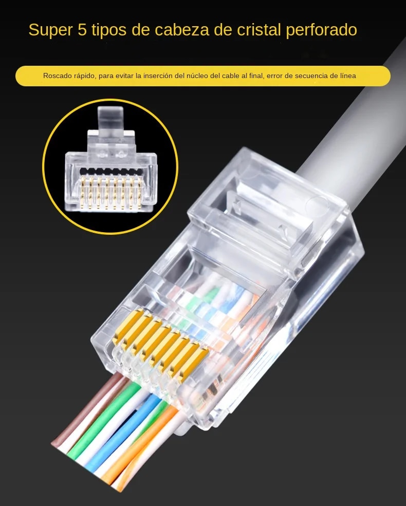 100pcs RJ45 Ethernet Cables Module Plug Network Connector for UTP Cat5 Cat5e RJ-45 Network Cable Crystal Heads 8P8C Crimp End. 