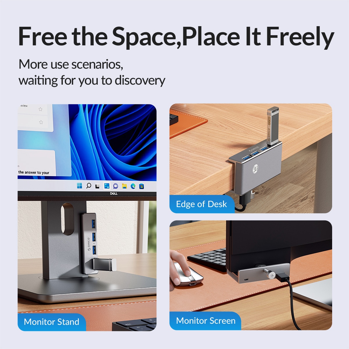 ORICO Clip-type USB 3.0 HUB Aluminum External Multi 4 Ports USB Splitter Adapter for Desktop Laptop Computer Accessories(MH4PU). 