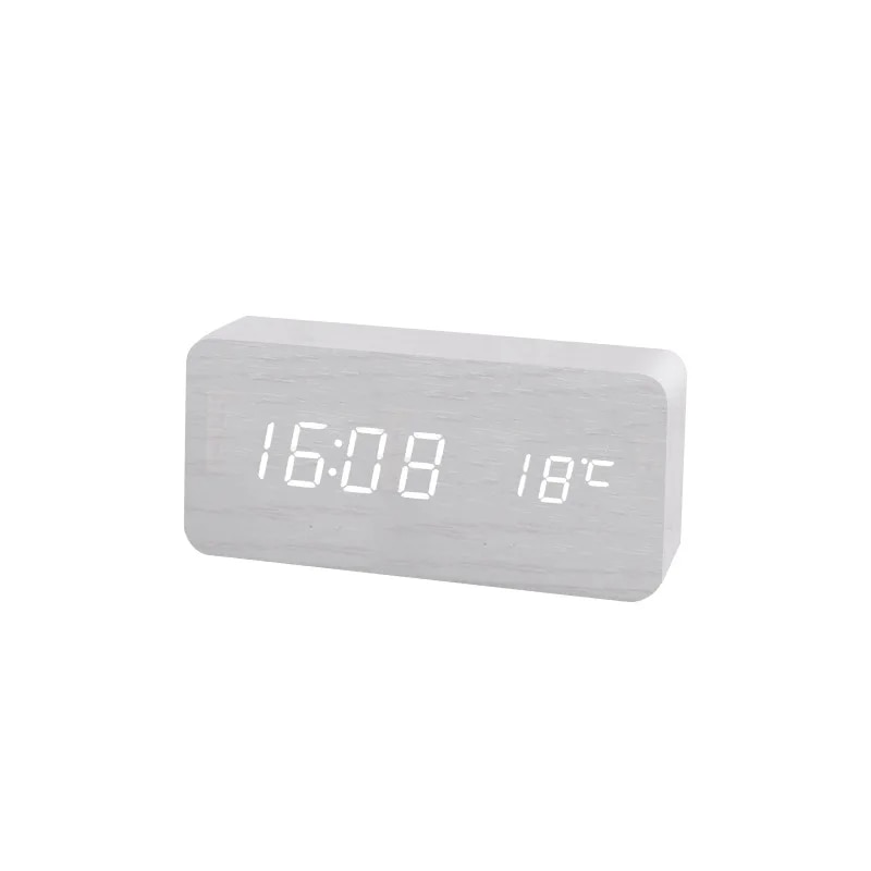 Wooden Digital Alarm Clock with Wireless Charging, LED Clock with Time, Date,Temperature, Desk Clocks for Office,Bedside Clock. 