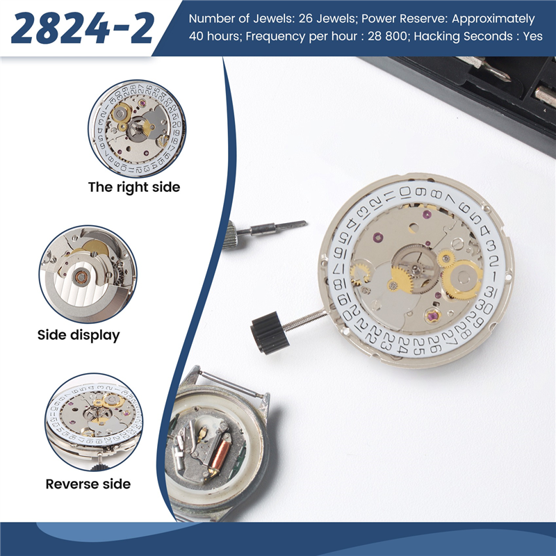 for ETA 2824-2 SELLITA SW200 White 3H Mechanical Watch Clock Movement. 