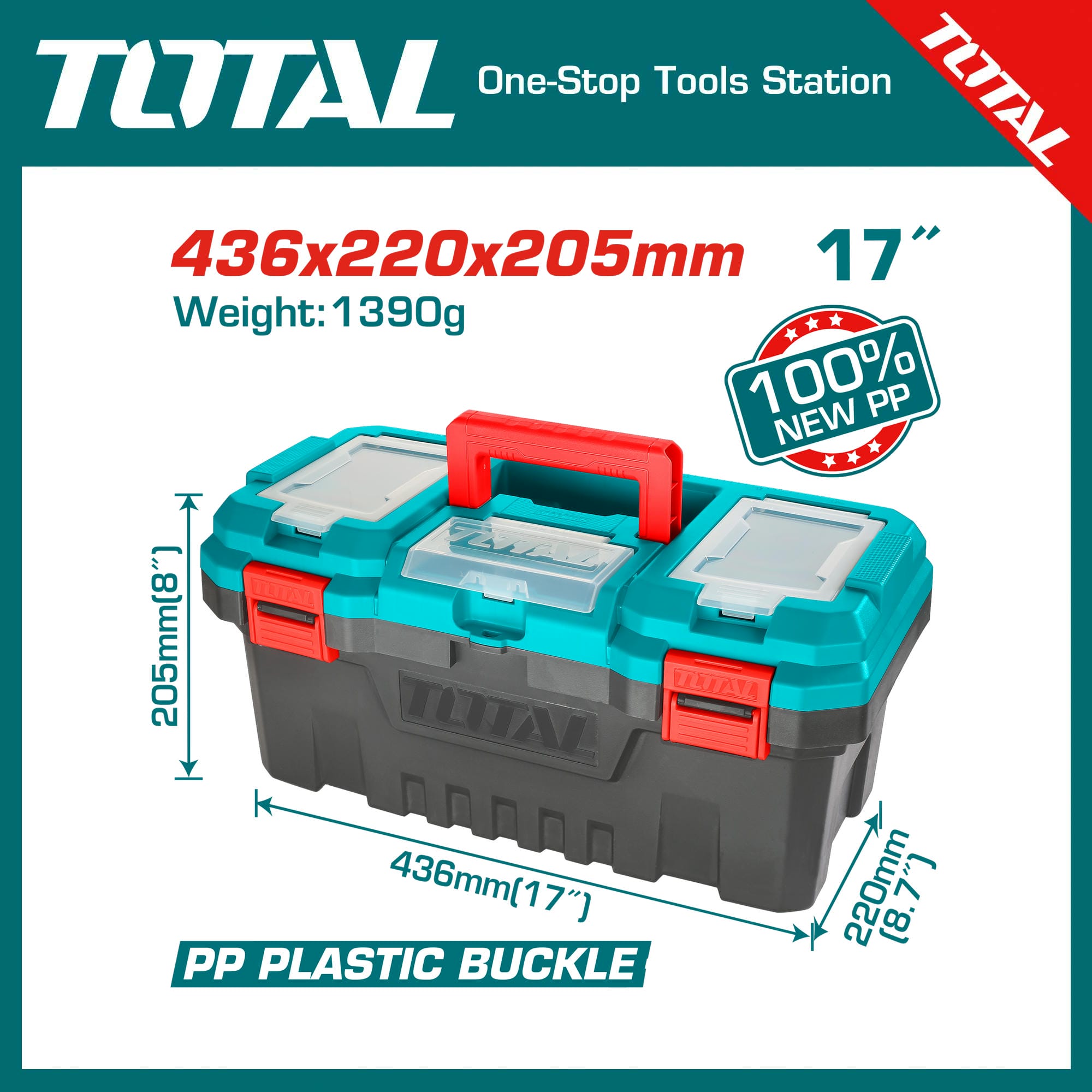 TOTAL TPBX0171 17" Plastic tool box