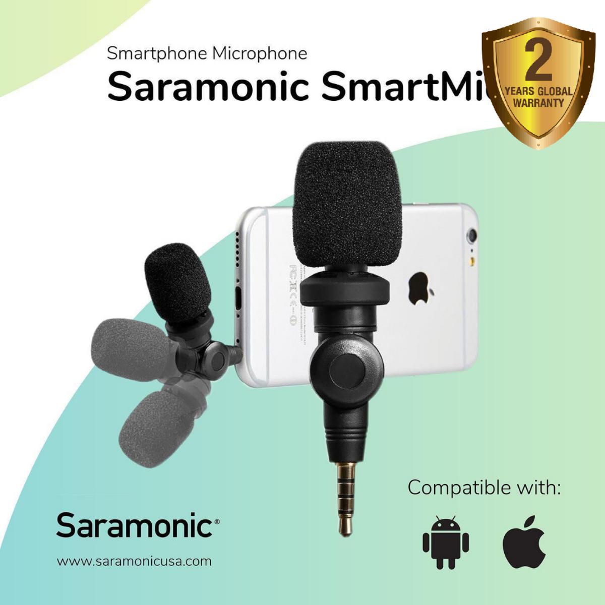 Saramonic 3.5mm SmartMic Professional Mini Condenser Flexible Microphone for Smartphones,Vlogging Microphone for Smartphones and YouTube Video, Mic for iOS and Android Device Smartphones 7 7s 8 X 11. 