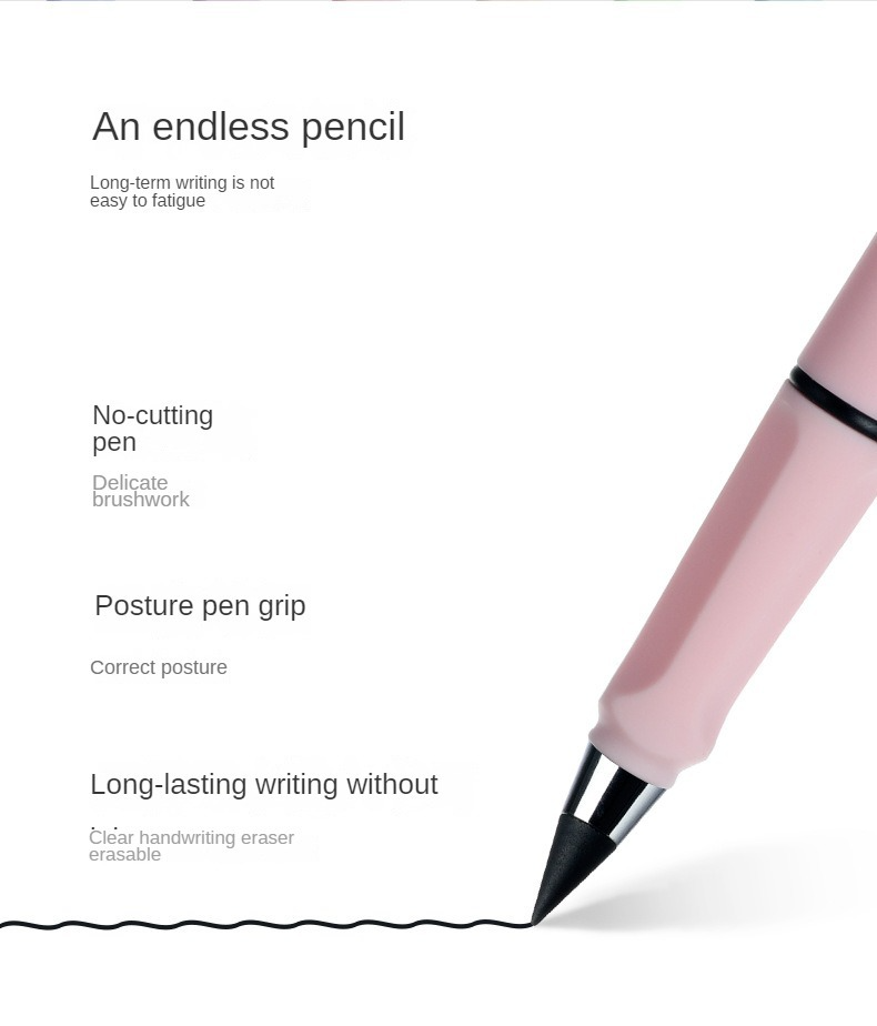 Unlimited/Infinity Magic Pencil with Eraser and Replacement Nibs, Tree-Friendly Cute Forever Pencil for Kids Writing, Sketch, Drawings Inkless Pen for Flawless Handwriting: Effortless and Timeless Pencil