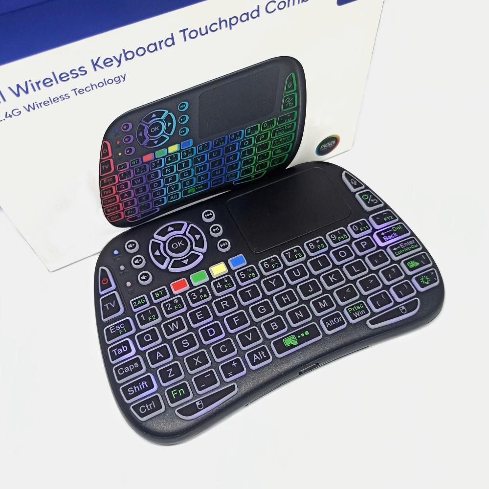 M9 Bluetooth Mini Wireless Keyboard 7 Backlit 2.4G Air Mouse Remote Touchpad - Support Voice Command. 