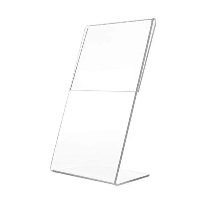 1pcs Acrylic display stand T1.5mm Vertical Clear L Shape Plastic Table Sign Price Tag Label Display Rack Paper Promotion stand. 