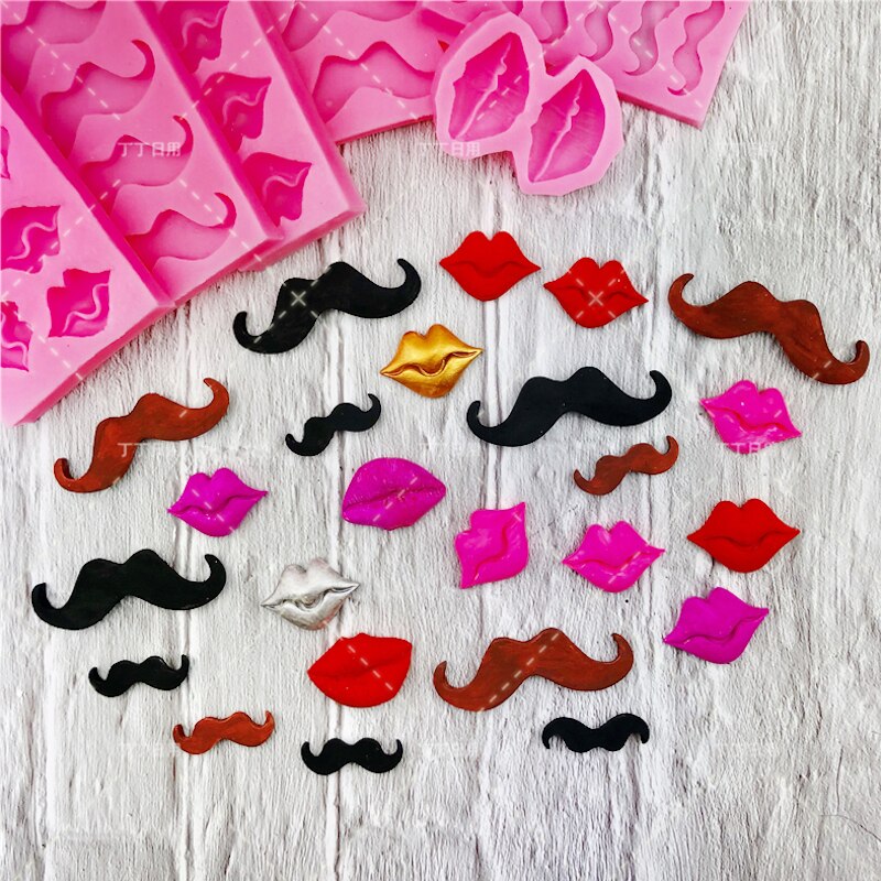 Beard Moustache Lips Mouth Shape Silicone Fondant 3D Cake Mold Cupcake Jelly Candy Chocolate Decoration Baking Tool Moulds. 