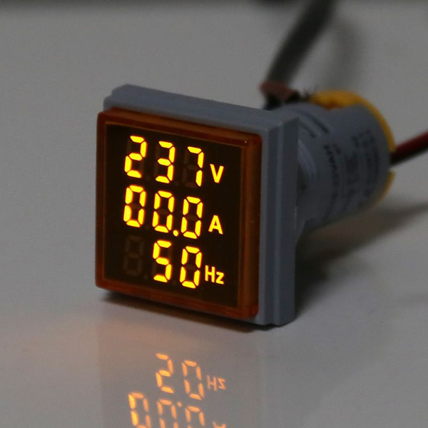 3 In 1 VOLT AMP Hz Meter Panel Mount 22mm Square Panel 3 in 1 AC 60-500V 0-100A 20-75Hz LED Digital Display Voltage Volt Current Ampere Amp Frequency Hertz Hz Meter Indicator Tools Adapters. 
