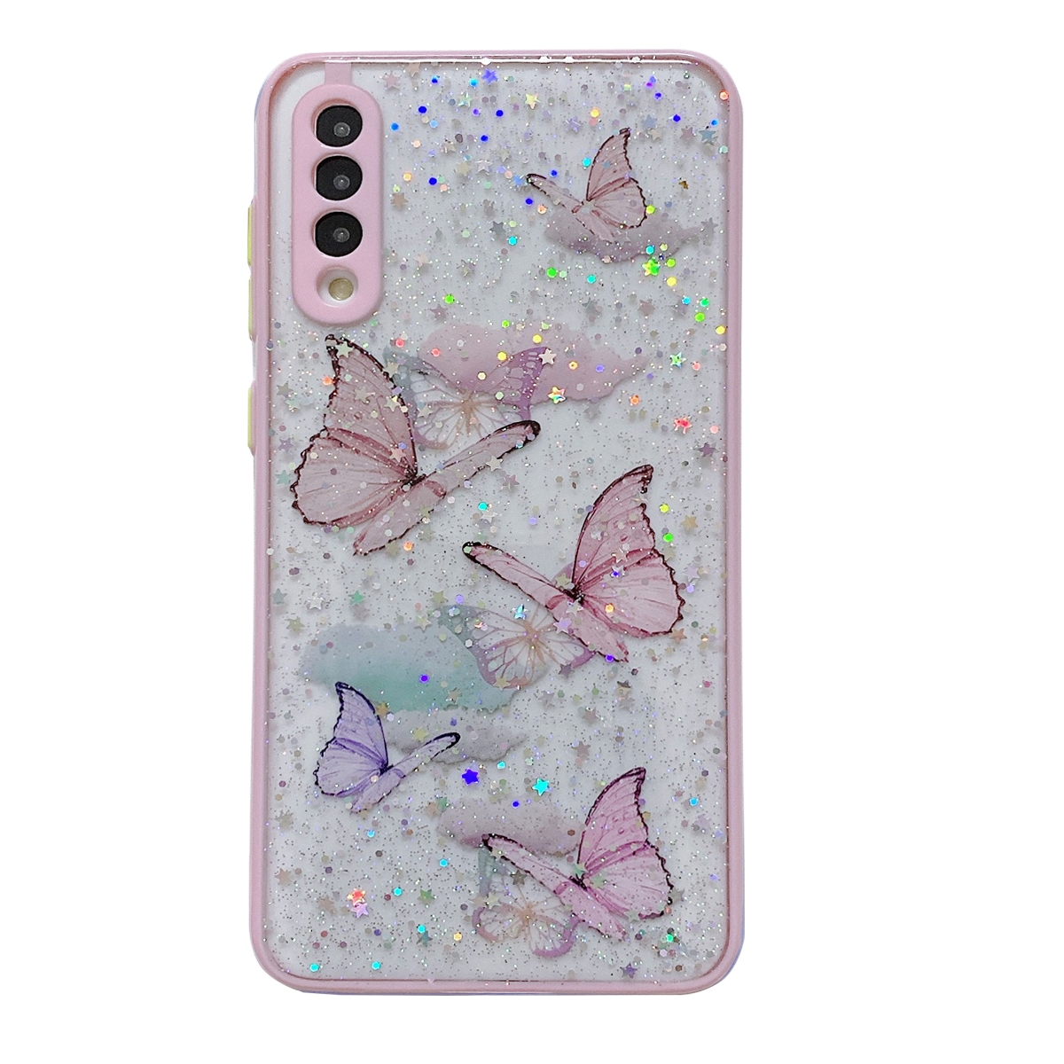 (COD)For Samsung Galaxy S22 5G Color Butterfly Glitter Epoxy TPU Phone Case