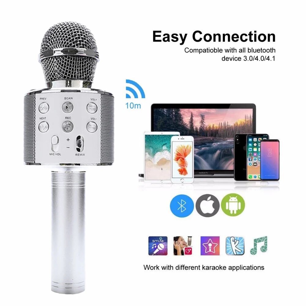 Children's Microphone Karaoke Home System Portable Bluetooth Speaker with Wireless Mic For Kid. 