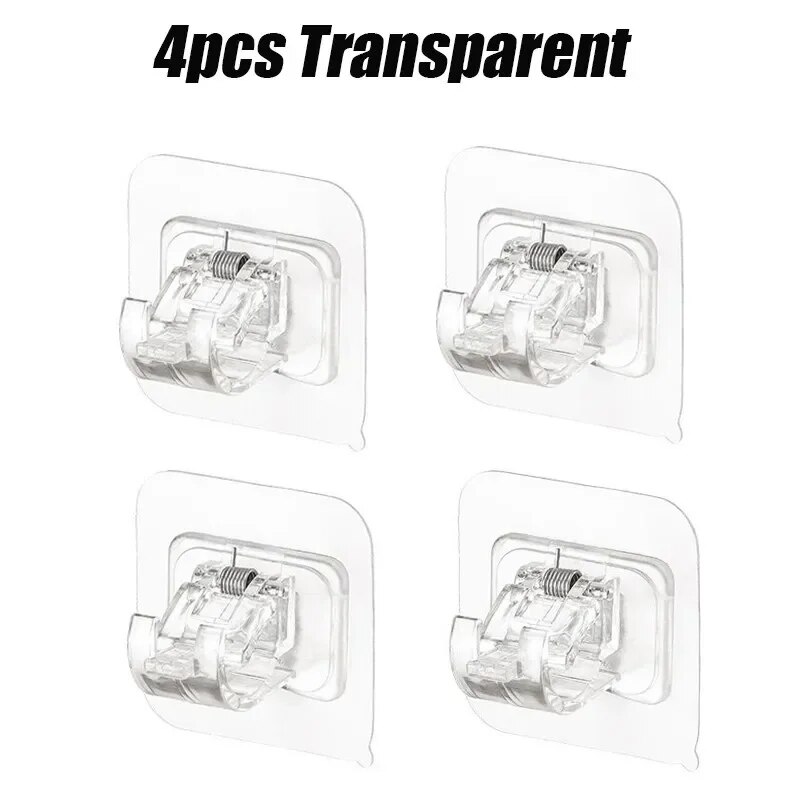 4pcs No Punching Hook Up Hooks Adjustable Shelf Curtain Rod Bracket Fixture Bracket Fixing Clip Family Storage Hook Home
