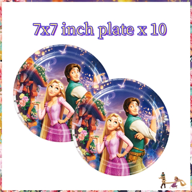 Tangled Rapunzel Party Decoration Happy Birthday Banner Princess Balloons Cup Cake Decor Baby Shower Girls Party Supplies