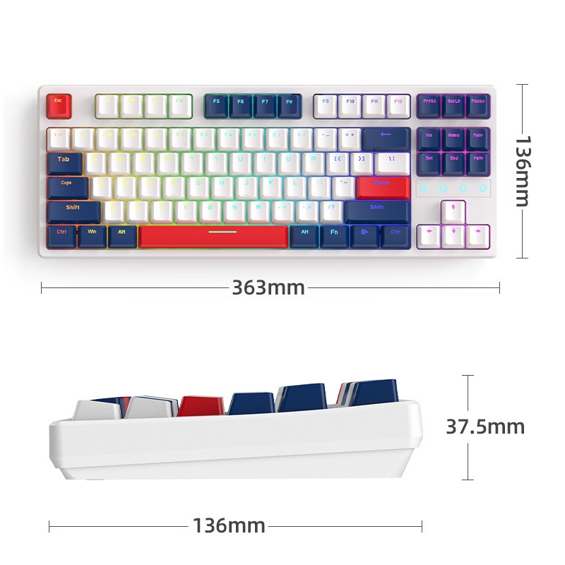 ZIYOU LANG K87 87-Keys Hot-Swappable Wired Mechanical Keyboard, Cable Length: 1.5m, Style: Red Shaft (Micr-light White Light). 