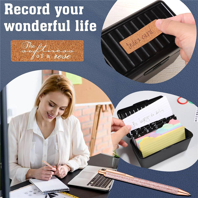 Index Card Holder + Lock Collapsible Index Card Box Fits 3X5-Inch Flash Cards - Business,or Note Card Storage Boxes Paper Index Card Holder. 