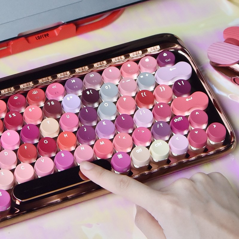 LOFREE Rose Gold Keyboard & Mouse, Calculator, Finance, Office, Fashion, Creativity, Mini Portable Mechanical Switch. 