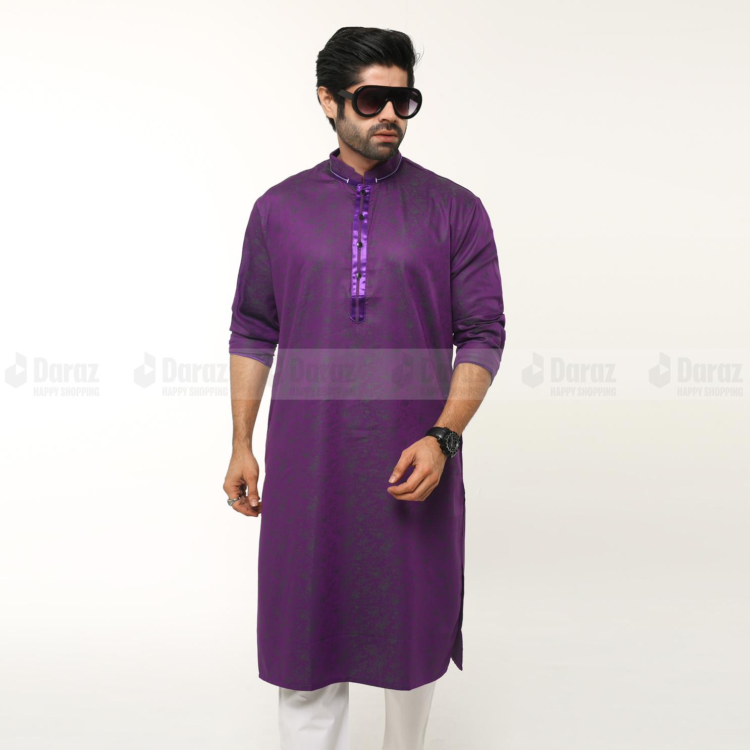 LeeWear men's weaving design Punjabi kurta Imported Machine weave jacquard cotton fabrics Mandarin Collar Straight shape with regular style Short button placket Two side pockets Long regular sleeves PN21116. 