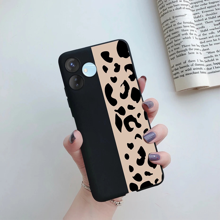 For Tecno Spark 10 Case Spark10 4G Soft Flower Back Case for Tecno Spark 10C 10 C Spark10C Phone Cover Black TPU Bumper