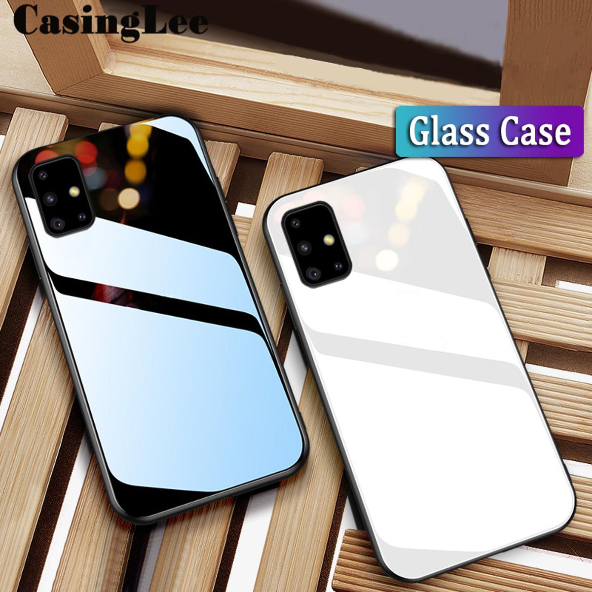Casinglee For Samsung Galaxy M51 case Glass Phone Case Full Protection Tempered Glass Protetor Back case for Samsung M51 case cover