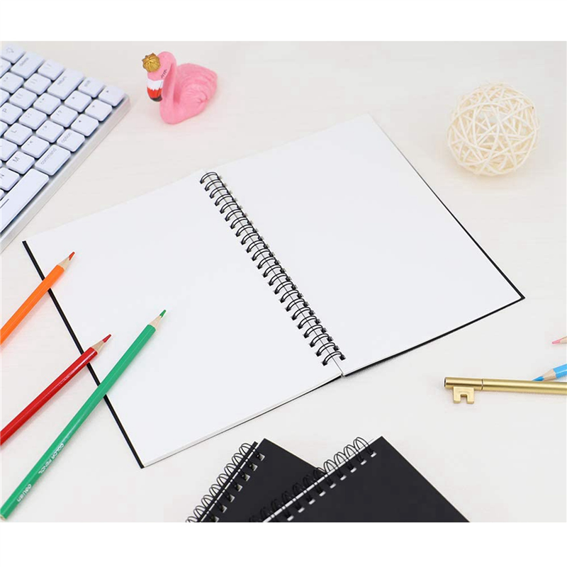 15Pcs A5 Black Spiral Notebook Blank Sketchbook Unruled Journal Pack Thick Blank Paper 50 Sheet 100 Unlined Pages. 