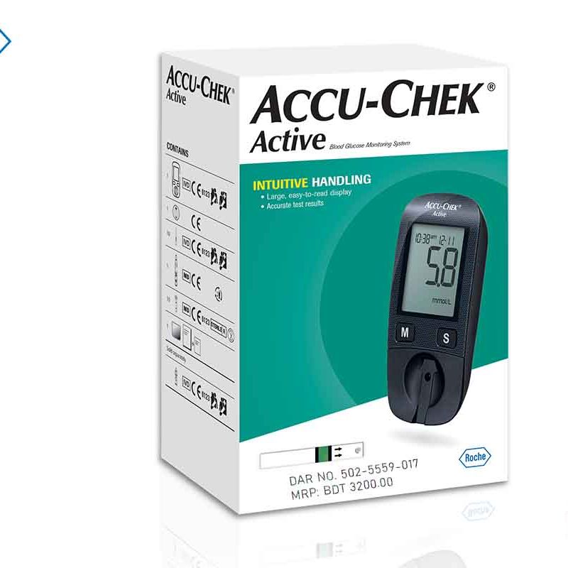Accu Chek Active Blood Glucose Meter with 10 Strips. 