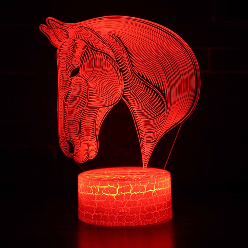 Horse Style 3D Night Lights 7 Color LED Chang Touch/Remote Control Table Lamp For Home Room Decor USB Illusion Gift Lamp. 
