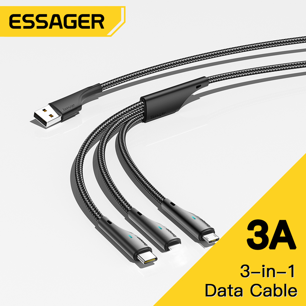 Mobile Phone Data Cord Portable Data Cable Charger Cord 3 in 1 Indicator Lamp Stable Transmission for Apple Huawei Mobile Phones. 