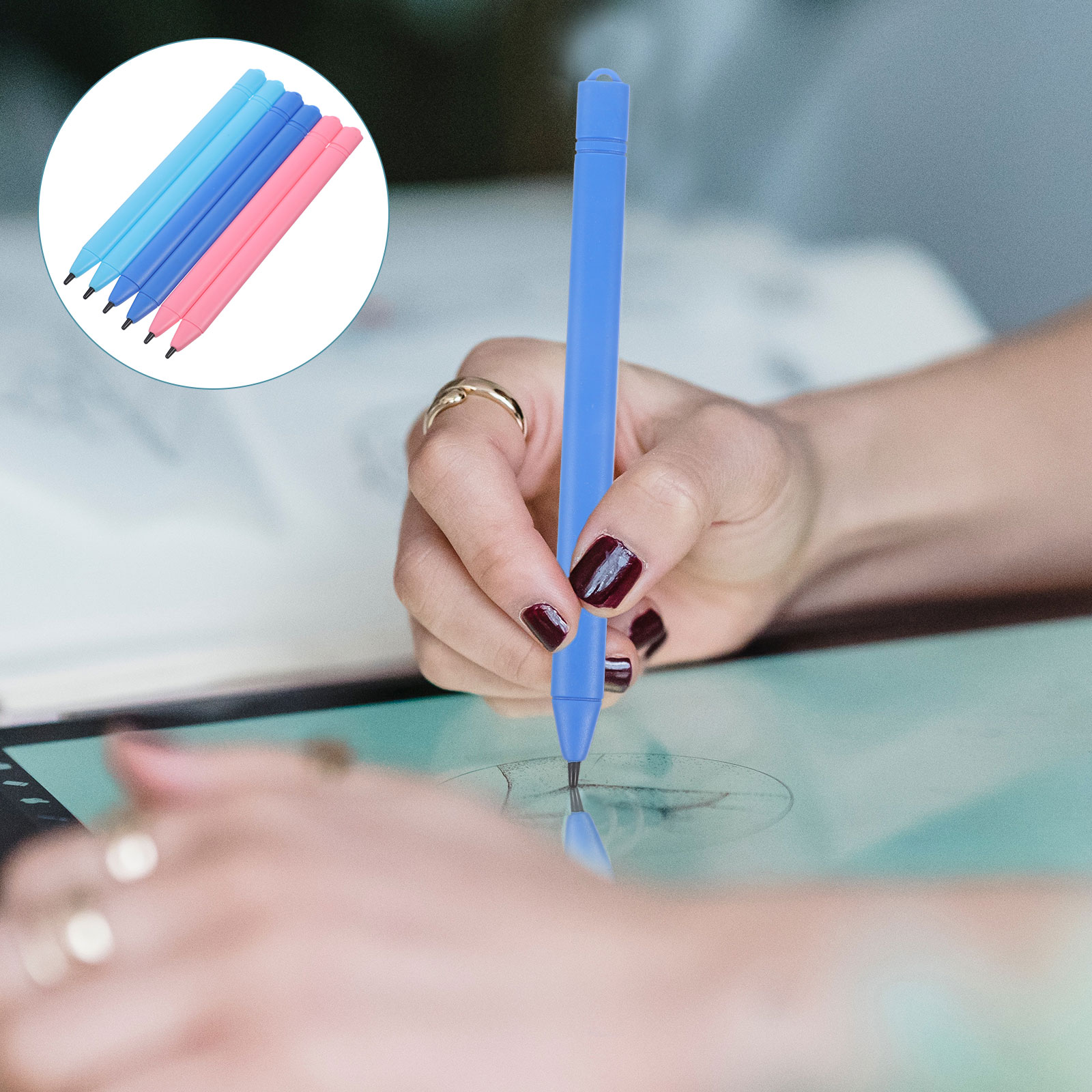 6 Pcs LCD Writing Tablet Doodle Board Stylus Pen for Painting Universal Conductive Rubber Abs
