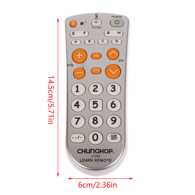 Combinational Universal IR Learning-Type Remote Control Controller Chunghop L108E For TV/SAT/DVD/CBL/DVB-T/AUX Big Button Copy Tetuo. 